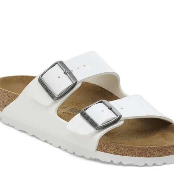 Birkenstock Arizona Birko- Flor Slide Sandals- White - Picture 7 of 15